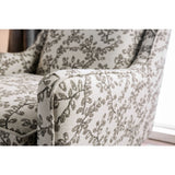 Benzara Contemporary Style Wooden Sofa Chair With Leafy Patterned Fabric, White & Gray BM181266 White & Gray Wood & Fabric BM181266