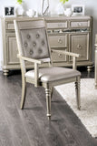 Benzara Wooden Arm Chair With Tufted Back In Champagne Gold, Set Of 2 BM181275 Gold Wood and Leather BM181275