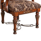 Benzara Floral Print Fabric Upholstered Arm Chair In Wood, Cherry Brown, Set Of 2 BM181299 Brown Wood And Fabric BM181299