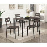 Benzara 5-Piece Metal And Wood Dining Table Set In Antique Brown BM181302 Brown Metal and Wood BM181302