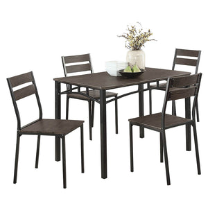 Benzara 5-Piece Metal And Wood Dining Table Set In Antique Brown BM181302 Brown Metal and Wood BM181302