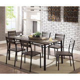 Benzara 7-Piece Metal And Wood Dining Table Set In Antique Brown BM181303 Brown Metal and Wood BM181303