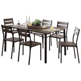 Benzara 7-Piece Metal And Wood Dining Table Set In Antique Brown BM181303 Brown Metal and Wood BM181303