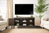 Benzara 60" Wooden And Metal Frame TV Stand With 2 Open Shelves, Brown BM181319 Brown Metal and Wood BM181319