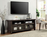 Benzara 60" Wooden TV Stand With 2 Cabinets and 2 Open Shelves In Brown BM181325 Brown Glass and Wood BM181325