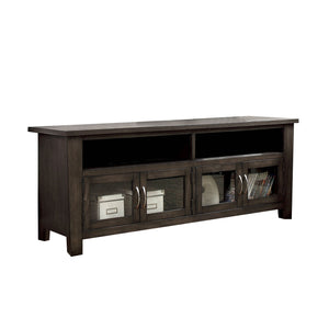 Benzara 60" Wooden TV Stand With 2 Cabinets and 2 Open Shelves In Brown BM181325 Brown Glass and Wood BM181325