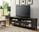 Benzara 72" Wooden TV Stand With 2 Cabinets and 2 Open Shelves In Brown BM181326 Brown Glass and Wood BM181326