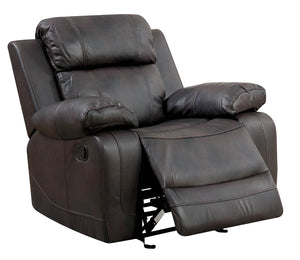 Benzara Leather Upholstered Glider  Recliner Chair, Brown BM181370 Brown Leather And Metal BM181370