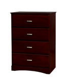 Benzara 4 Drawer Wooden Chest In Transitional Style, Cherry Brown BM181408 Brown Solid Wood and Wood Veneer BM181408