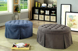 Benzara Button Tufted Fabric Upholstered Ottoman With Open Bottom Shelf, Gray BM181461 Gray Fabric and Wood BM181461