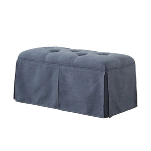 Benzara Rectangular Button Tufted Fabric Upholstered Bench With Storage, Blue BM181463 Blue Fabric and Wood BM181463