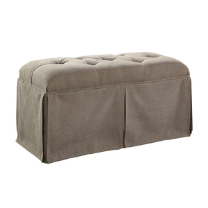 Benzara Rectangular Button Tufted Fabric Upholstered Bench With Storage, Brown BM181464 Brown Fabric and Wood BM181464