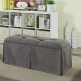 Benzara Rectangular Button Tufted Fabric Upholstered Bench With Storage, Gray BM181465 Gray Fabric and Wood BM181465