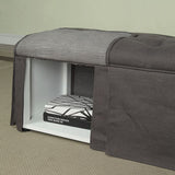 Benzara Rectangular Button Tufted Fabric Upholstered Bench With Storage, Gray BM181465 Gray Fabric and Wood BM181465