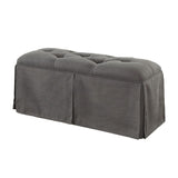 Benzara Rectangular Button Tufted Fabric Upholstered Bench With Storage, Gray BM181465 Gray Fabric and Wood BM181465