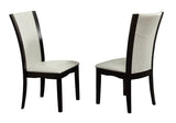 Benzara Leather Upholstered Side Chair With Long Back, White and Black, Set Of 2 BM181703 White and Black PU leather Wood BM181703