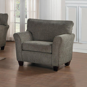 Benzara Polyester Fabric Chair With Slight Flared Arms, Dark Gray BM181712 Gray Polyester Wood BM181712