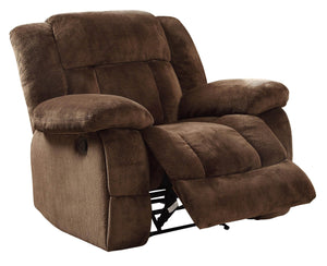 Benzara Microfiber Textured Fabric Glider Reclining Chair, Brown BM181748 Brown Microfiber Wood Metal BM181748