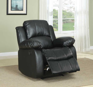 Benzara Bonded Leather Recliner Chair, Black BM181770 Black Leather Metal BM181770