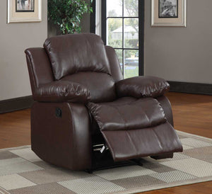 Benzara Bonded Leather Recliner Chair, Brown BM181776 Brown Leather Metal BM181776