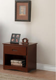 Benzara Wooden Mid-Century Nightstand With One Drawer In Coffee Brown BM181810 Brown Wood BM181810