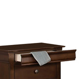 Benzara Wooden Night Stand With Hidden Drawer, Cherry Brown BM181832 Brown Wood And Metal BM181832