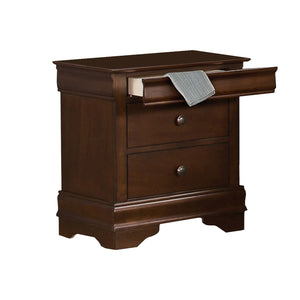 Benzara Wooden Night Stand With Hidden Drawer, Cherry Brown BM181832 Brown Wood And Metal BM181832