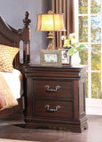 Benzara 2 Drawers Wooden Night Stand In Traditional Style, Cherry Brown BM181844 Brown Wood And Metal BM181844