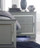 Benzara Mirror Accented Wooden Night Stand With 2 Drawer, Gray BM181873 Silver gray Wood And Metal BM181873