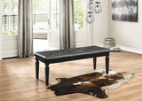 Benzara Faux Leather Tufted Wooden Bed Bench, Black BM181880 Black Wood and Faux Leather BM181880