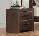 Benzara Wooden Night Stand With 2 Drawers, Dark Espresso Brown BM181907 Brown Wood And Metal BM181907