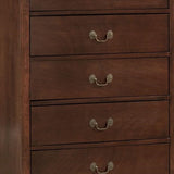 Benzara 5 Drawer Wooden Chest With Metal Hardware, Cherry Brown BM181935 Brown Wood And Metal BM181935