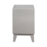 Benzara Wooden Nightstand with 2 Drawers, Mercury Silver BM182715 Silver Wood BM182715