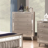 Benzara Wooden Chest with 5 Drawers, Mercury Silver BM182717 Silver Wood BM182717