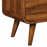 Benzara Wooden Nightstand with 2 Drawers, Dark Walnut Brown BM182737 Brown Wood BM182737