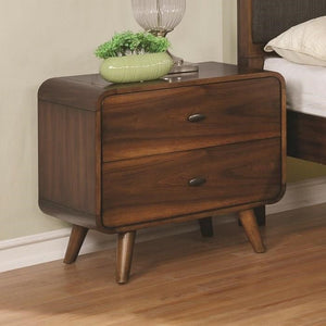 Benzara Wooden Nightstand with 2 Drawers, Dark Walnut Brown BM182737 Brown Wood BM182737