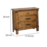 Benzara Wooden Nightstand with 3 Drawers, Warm Honey Brown BM182746 Brown Wood BM182746
