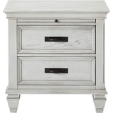 Benzara Wooden Nightstand with 2 Drawers & 1 Pull Out Tray, White BM182751 White Wood BM182751