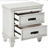 Benzara Wooden Nightstand with 2 Drawers & 1 Pull Out Tray, White BM182751 White Wood BM182751