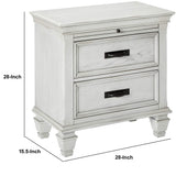 Benzara Wooden Nightstand with 2 Drawers & 1 Pull Out Tray, White BM182751 White Wood BM182751