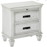 Wooden Nightstand with 2 Drawers & 1 Pull Out Tray, White