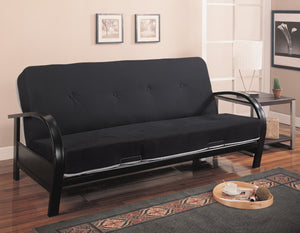 Benzara Metallic Futon Frame, Black BM182773 Black Metal BM182773