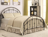Metallic Twin Size Bed with Double Arched Headboard & Footboard, Dark Bronze