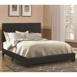 Benzara Leather Upholstered Eastern King Size Platform Bed, Black BM182787 Black Leather and Wood BM182787