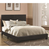 Leather Upholstered Eastern King Size Platform Bed, Black