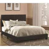 Benzara Leather Upholstered California King Size Platform Bed, Black BM182788 Black Leather and Wood BM182788