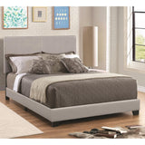 Benzara Leather Upholstered Eastern King Size Platform Bed, Gray BM182797 Gray Leather and Wood BM182797