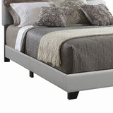 Benzara Leather Upholstered California King Size Platform Bed, Gray BM182798 Gray Leather and Wood BM182798