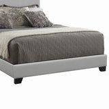 Benzara Leather Upholstered California King Size Platform Bed, Gray BM182798 Gray Leather and Wood BM182798