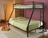 Benzara Metal Twin Over Full Bunk Bed With Full Length Guard Rails, Black BM182835 Black Metal BM182835